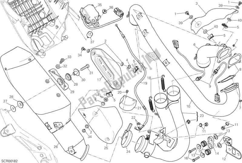 All parts for the Exhaust System of the Ducati Hypermotard Hyperstrada USA 821 2014